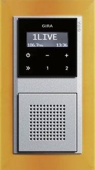Flush-mounted radio, Gira Event Opaque, amber/colour aluminium