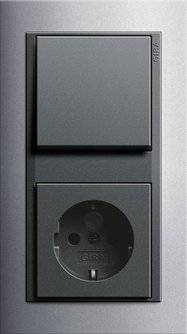 2-gang combination switch/SCHUKO socket outlet, Gira Event, colour aluminium/anthracite