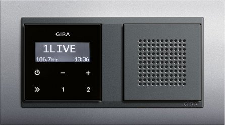 Flush-mounted radio, Gira Event, colour aluminium/anthracite