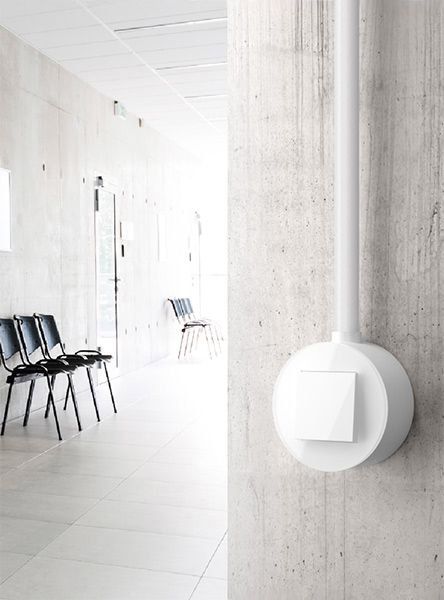 Gira Studio surface-mounted, white glass: touch switch, pure white glossy